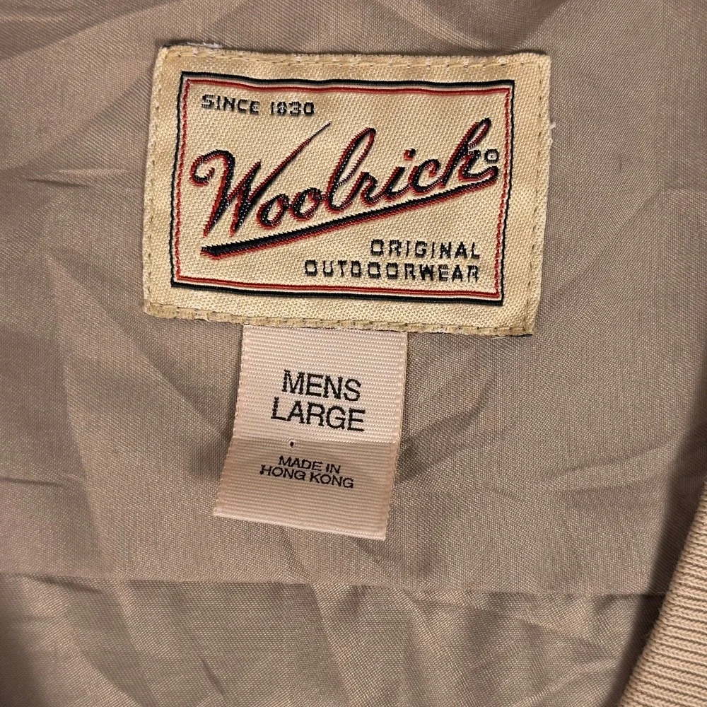 Vintage 90s Woolrich Mens L Tan Khaki Windbreaker Pullover V-Neck Anorak
